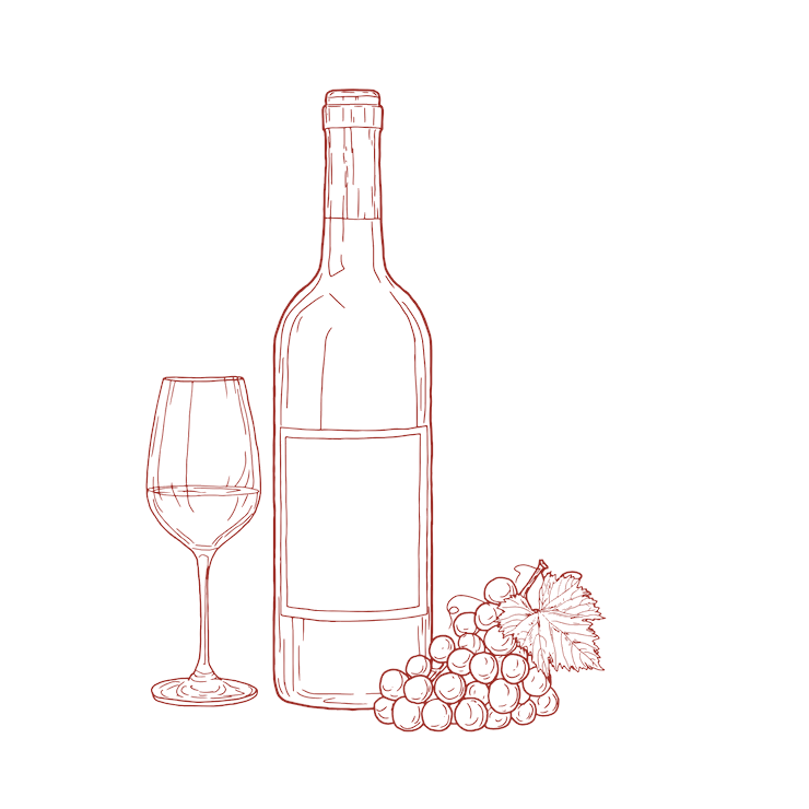 Illustration d'une bouteille et d'un verre de vin